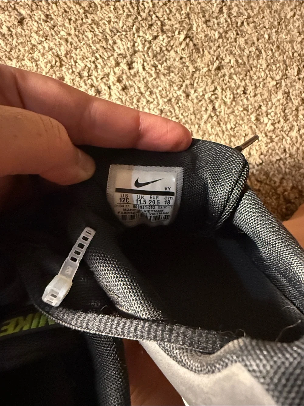 Nike Kids Black Sneakers with Neon Green Swoosh